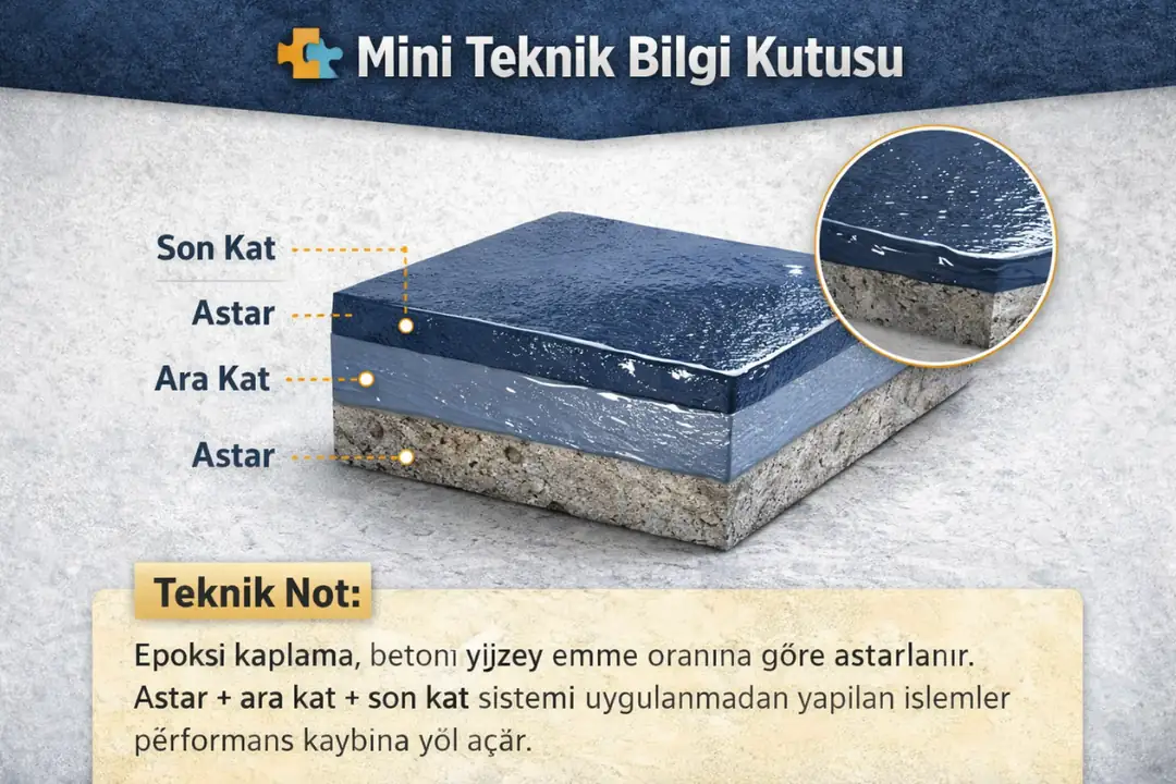 Epoksi kaplama teknik özellikleri, katman yapısı ve yüzey dayanımı bilgisi