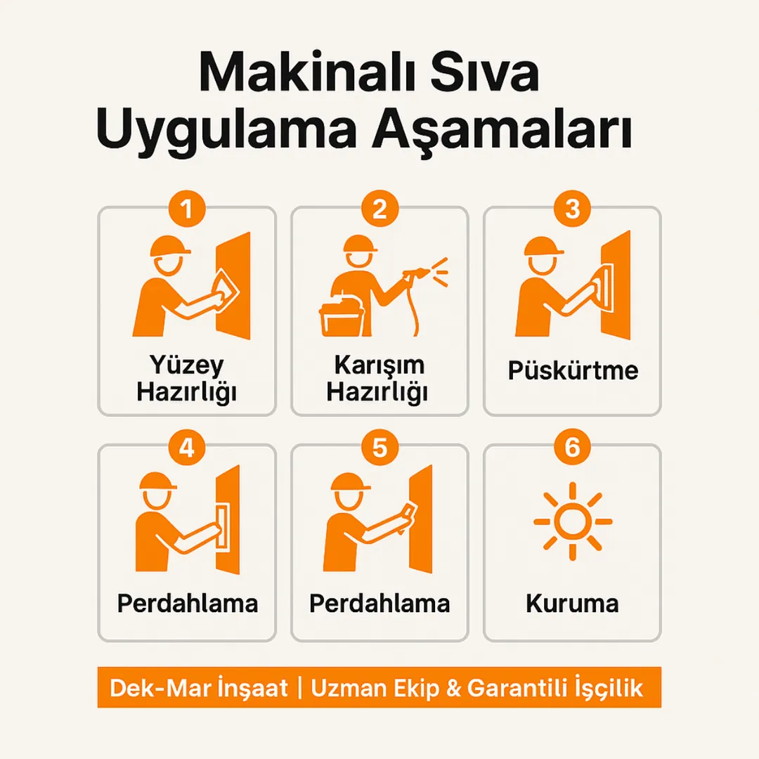 Makinalı sıva uygulama aşamaları – adım adım profesyonel sıva uygulaması – Dek-Mar İnşaat 2025