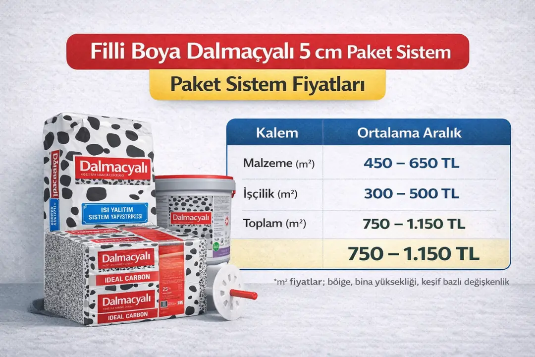 Filli Boya Dalmaçyalı 5 cm paket sistem m2 fiyatları 2026
