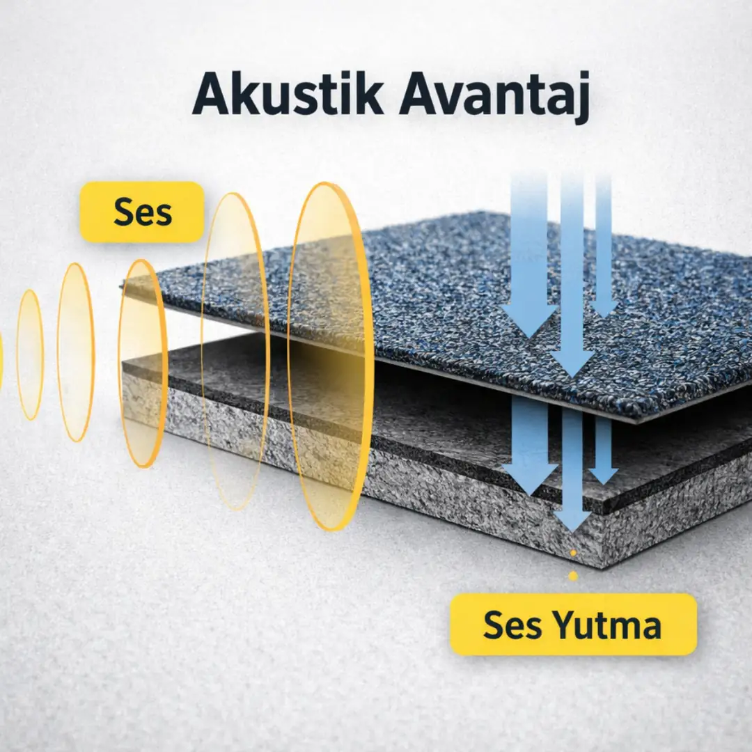 Akustik özellikli karo halı ses emici zemin kaplama
