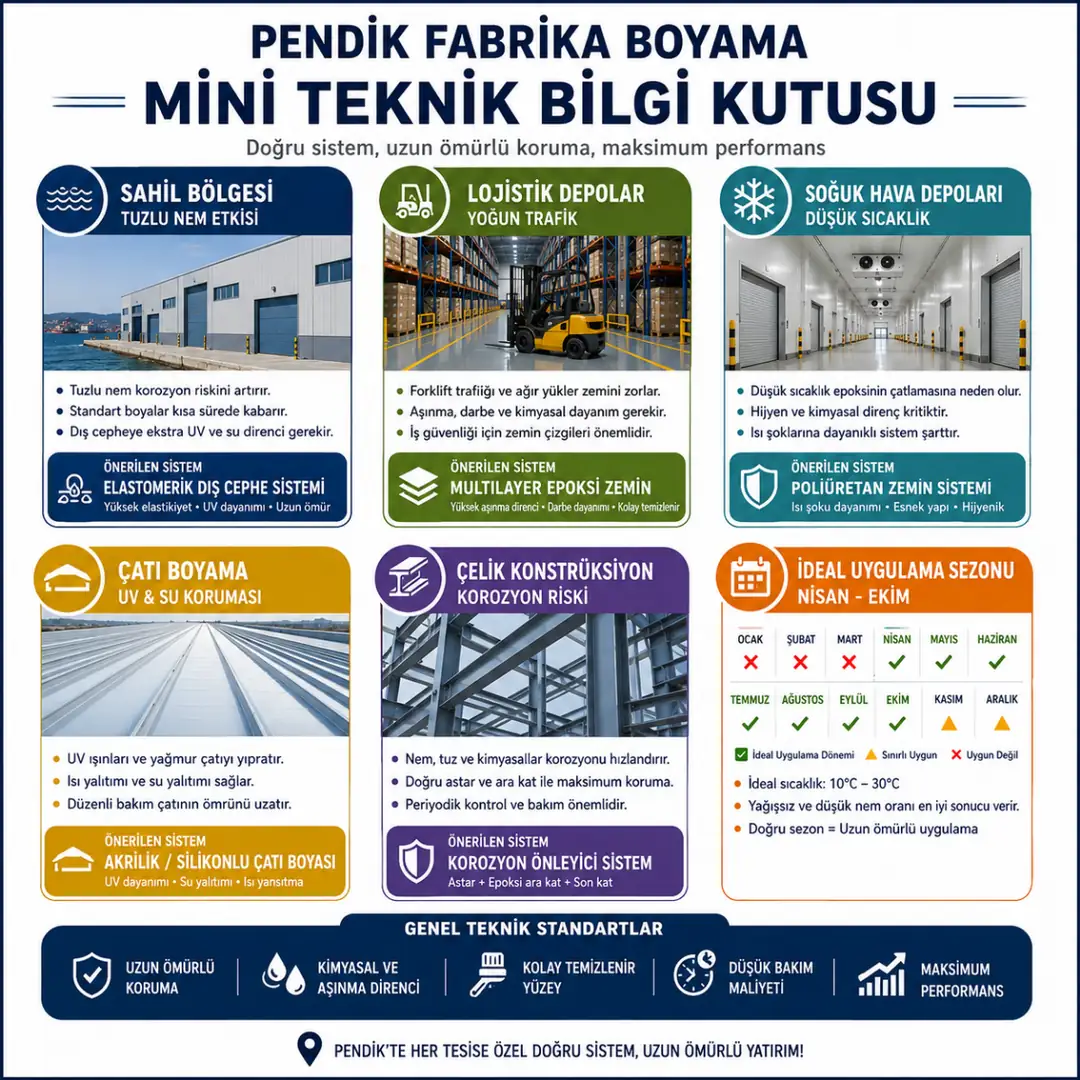 Pendik fabrika boyama teknik standartları ve sistem önerileri