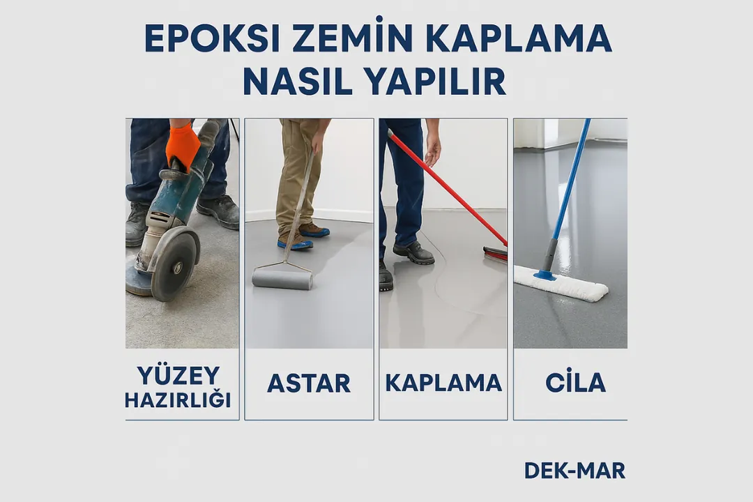 Epoksi zemin kaplama nasıl yapılır – yüzey hazırlığı, astar, kaplama ve cila – Dek-Mar