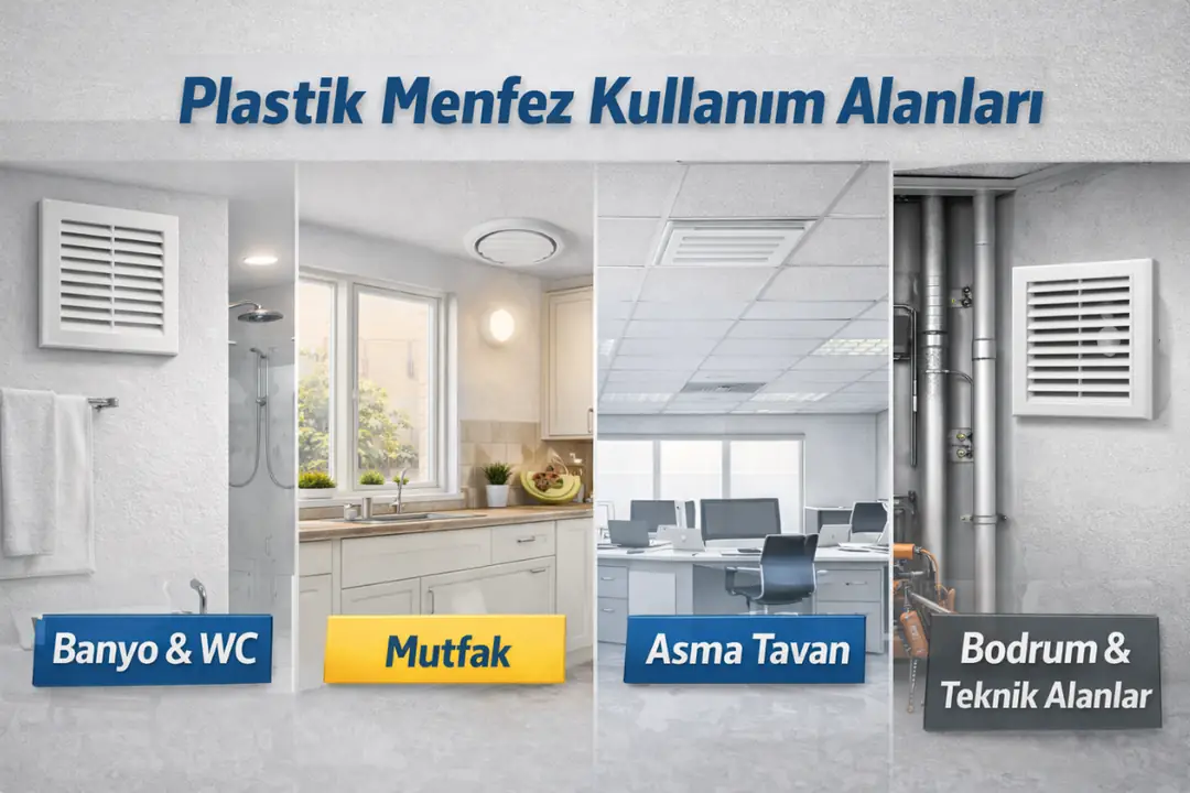 Banyo WC mutfak ve asma tavanda plastik menfez kullanım örnekleri&nbsp;