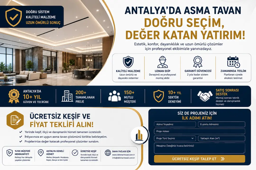 Antalya için profesyonel asma tavan çözümleri