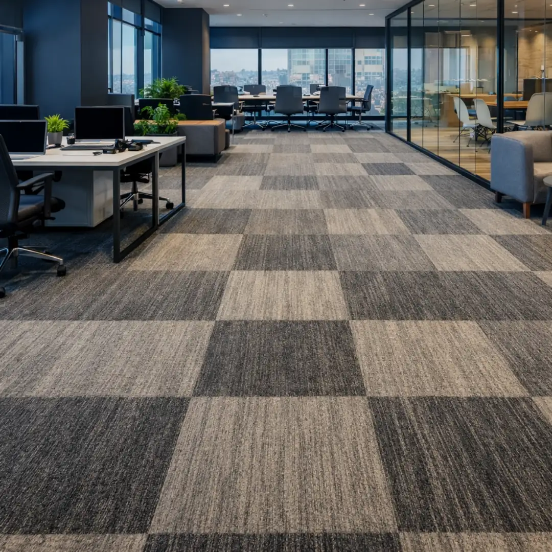 İstanbul ofis projesinde kullanılan 50x50 karo halı kaplama&nbsp;