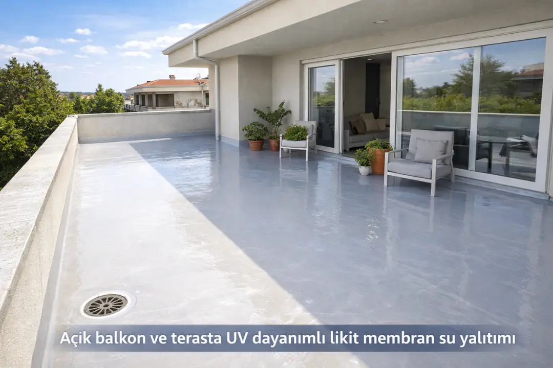 Açık balkon ve terasta UV dayanımlı likit membran su yalıtımı