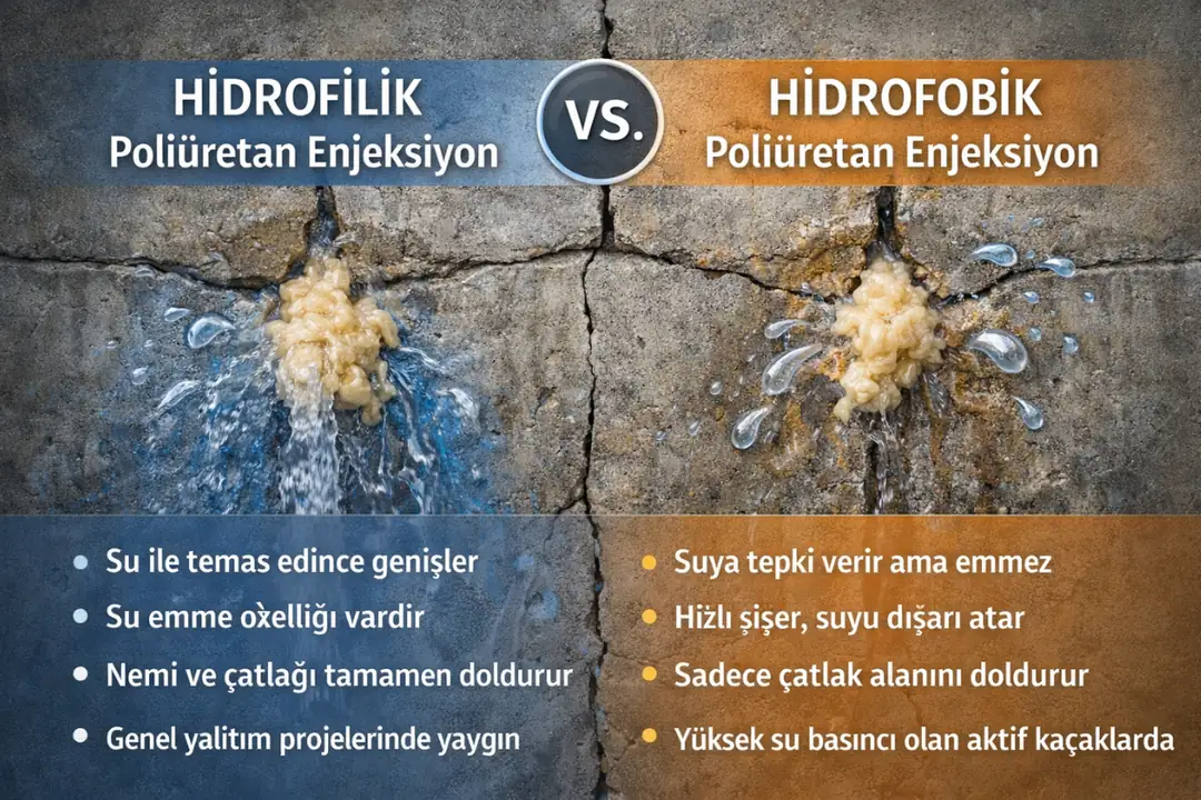 Hidrofilik ve hidrofobik poliüretan enjeksiyon farkları&nbsp;