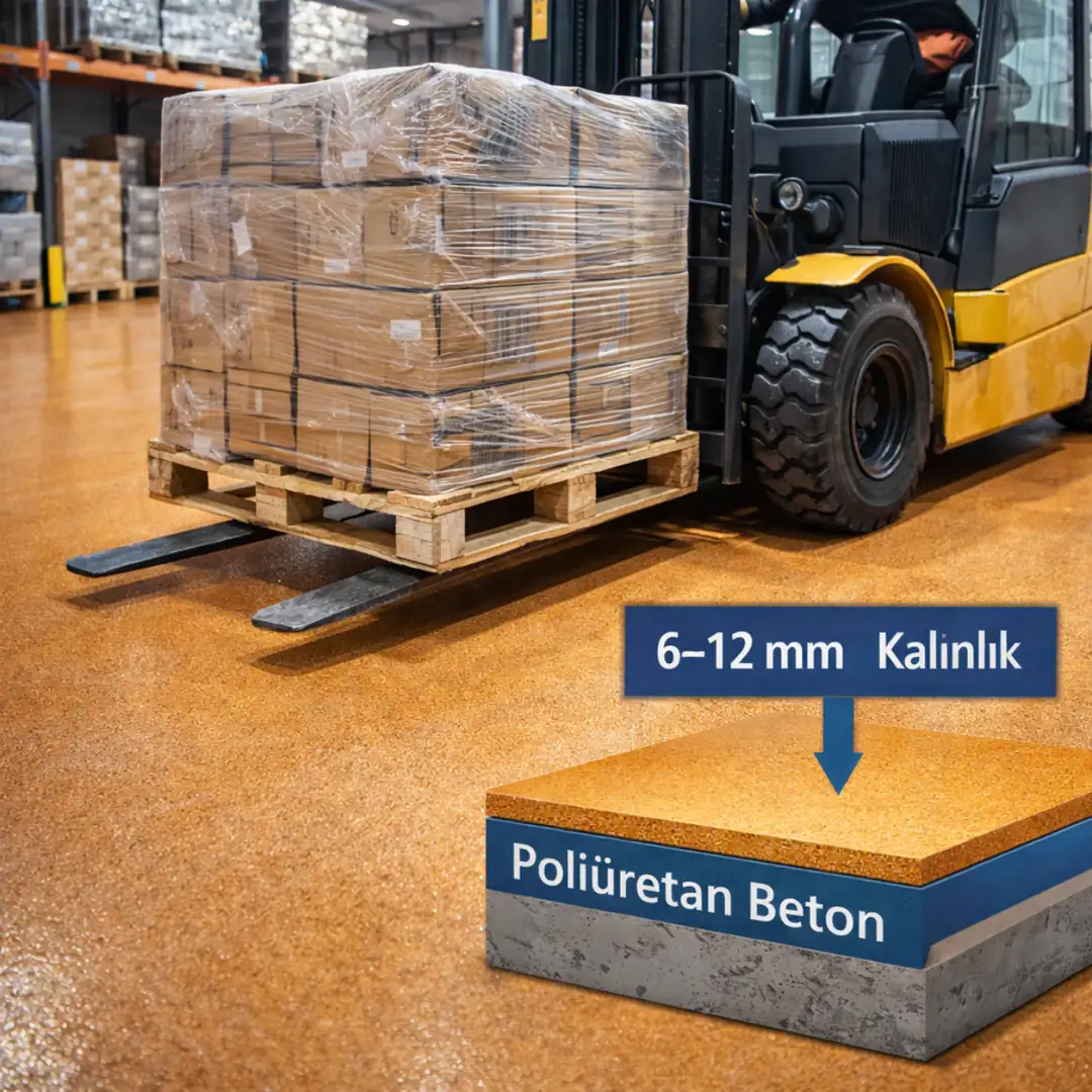 Forklift trafiğine dayanıklı ağır hizmet tipi poliüretan beton zemin kaplama sistemi
