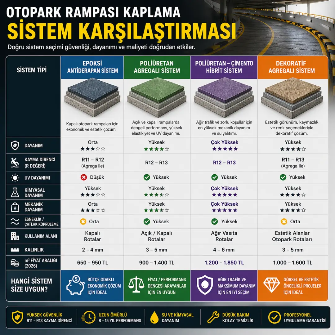 “Epoksi ve poliüretan zemin kaplama karşılaştırması avantaj dezavantaj tablosu”&nbsp;