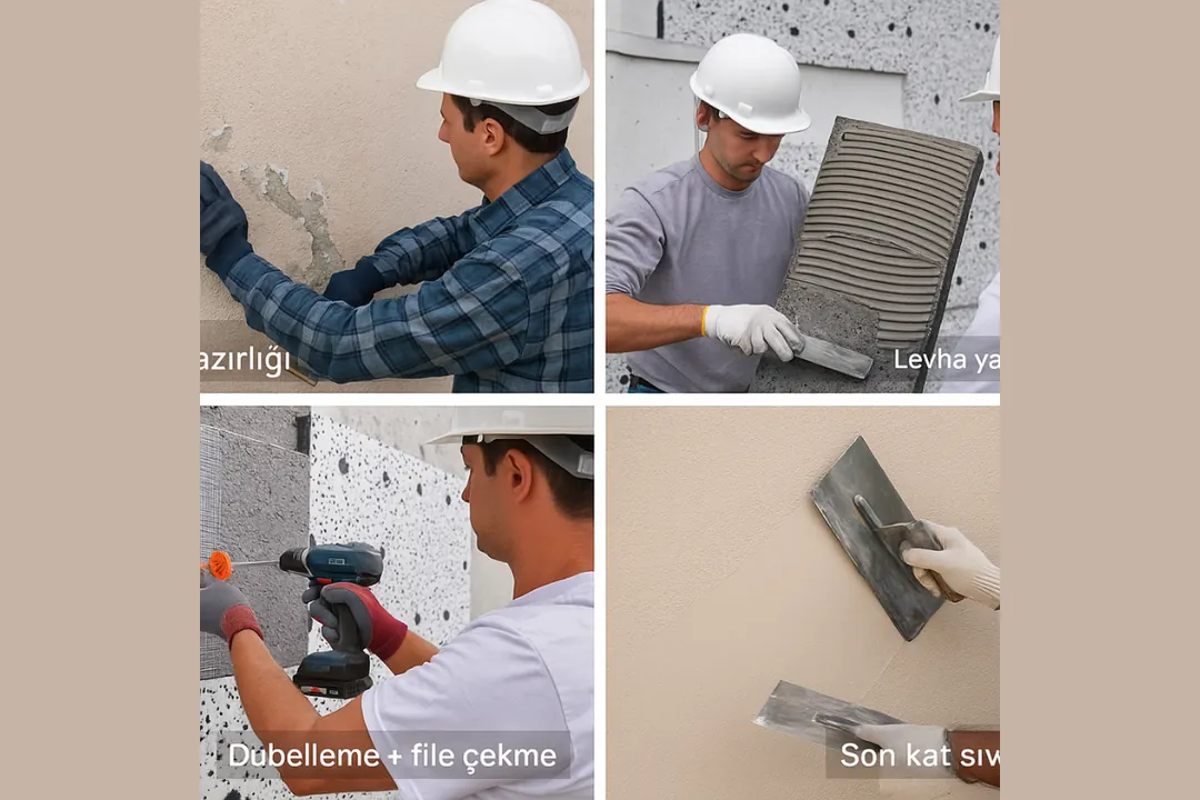 Filli Boya Capatect Dalmaçyalı 5 cm mantolama uygulama aşamaları.