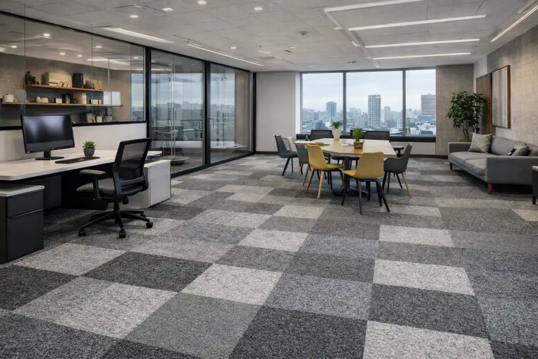 modern ofis karo halı zemin kaplama uygulaması&nbsp;