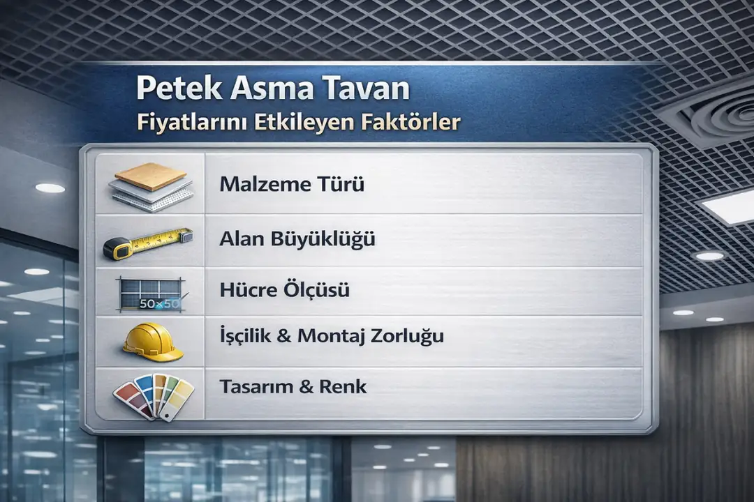 Petek asma tavan fiyatlarını etkileyen faktörler – malzeme, alan ve uygulama detayları&nbsp;