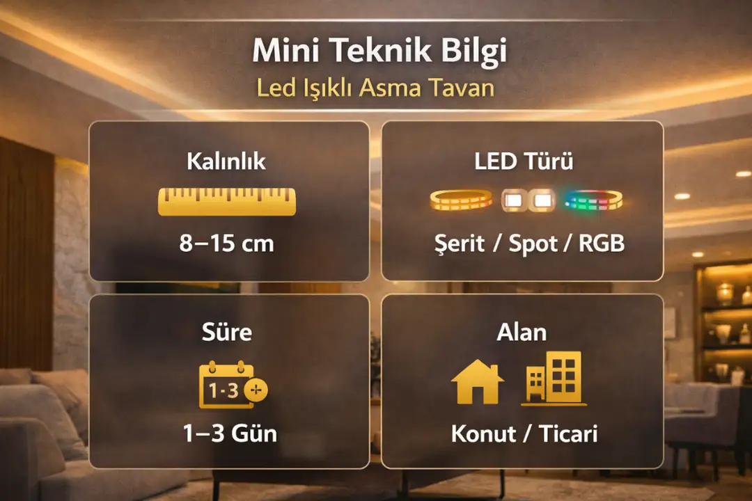 Led ışıklı asma tavan teknik özellikler ve uygulama bilgileri&nbsp;