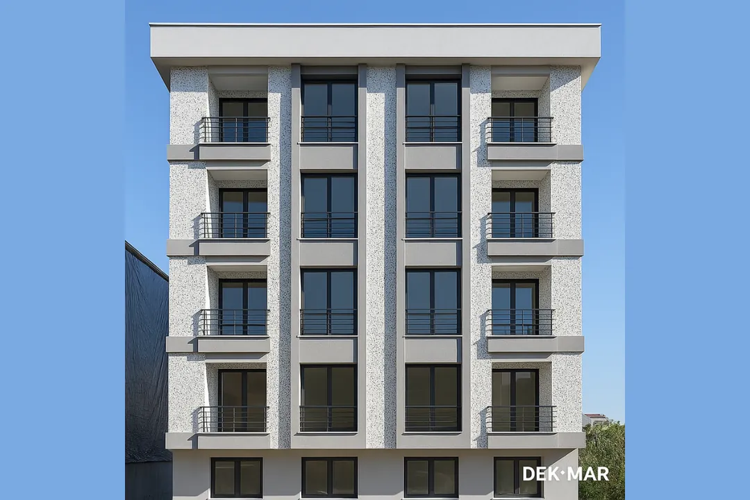 Dek-Mar İnşaat tarafından tamamlanmış Dalmaçyalı 5 cm köpük mantolama referans projesi.