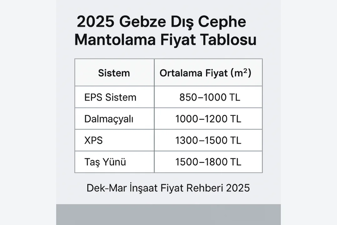 Gebze dış cephe mantolama fiyat tablosu 2025 – EPS, XPS, taş yünü sistemleri fiyat karşılaştırması