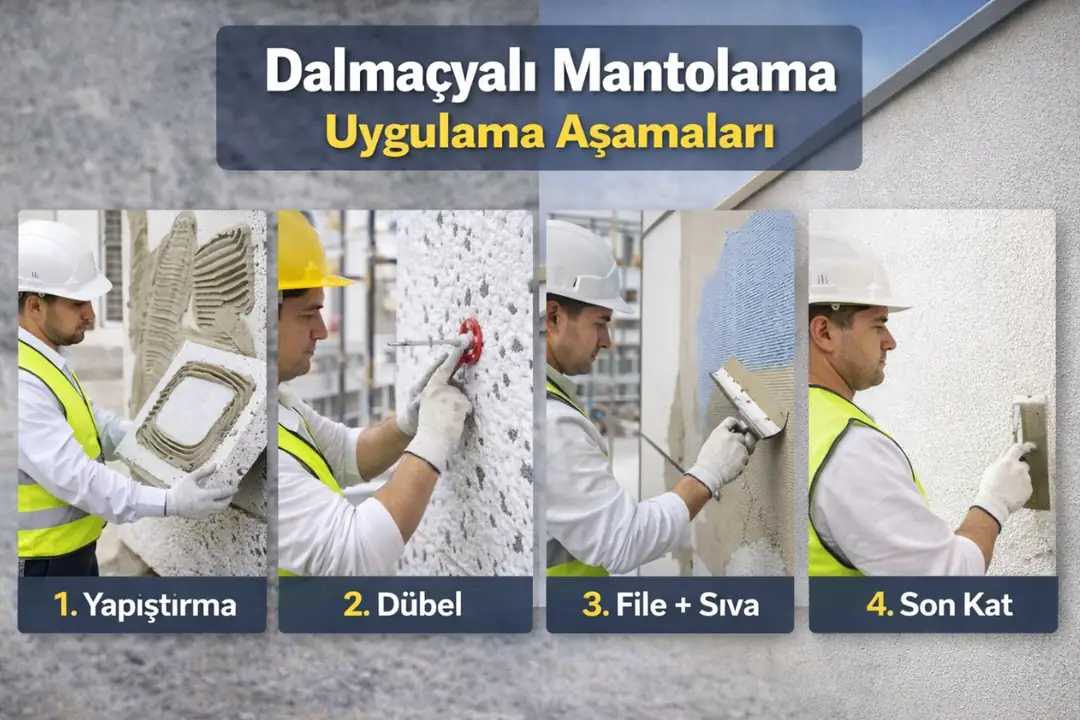 Dalmaçyalı mantolama uygulama aşamaları yapıştırma dübel file sıva&nbsp;