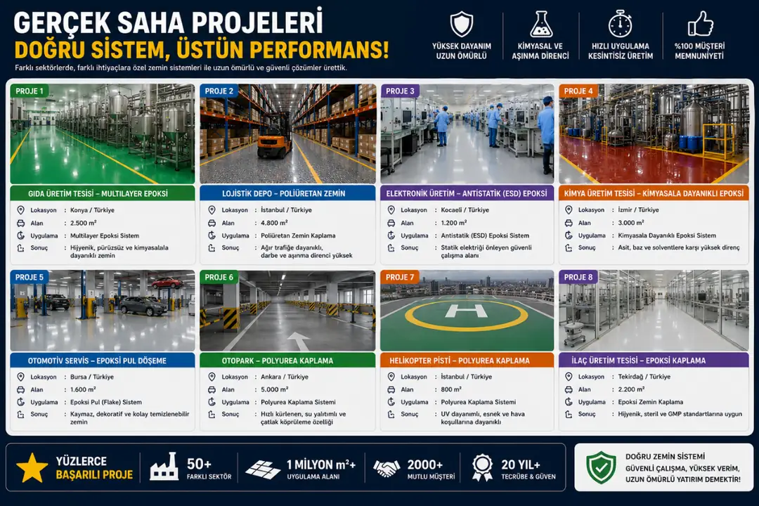 Gerçek fabrika zemin projeleri multilayer epoksi poliüretan ve ESD uygulamaları&nbsp;