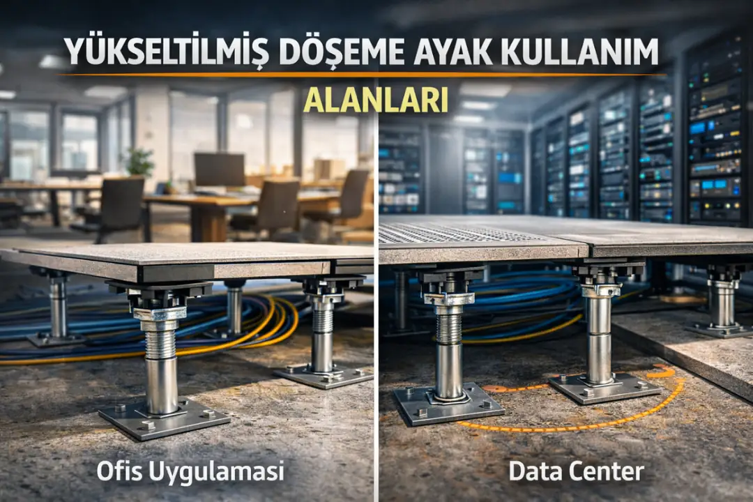 Ofis ve data center için yükseltilmiş döşeme ayak uygulamaları