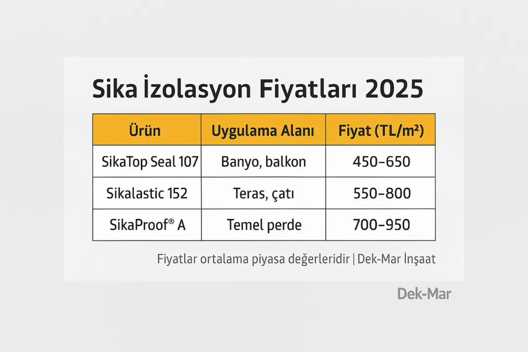 Sika su yalıtımı fiyat tablosu 2025 – Dek-Mar profesyonel uygulama maliyetleri
