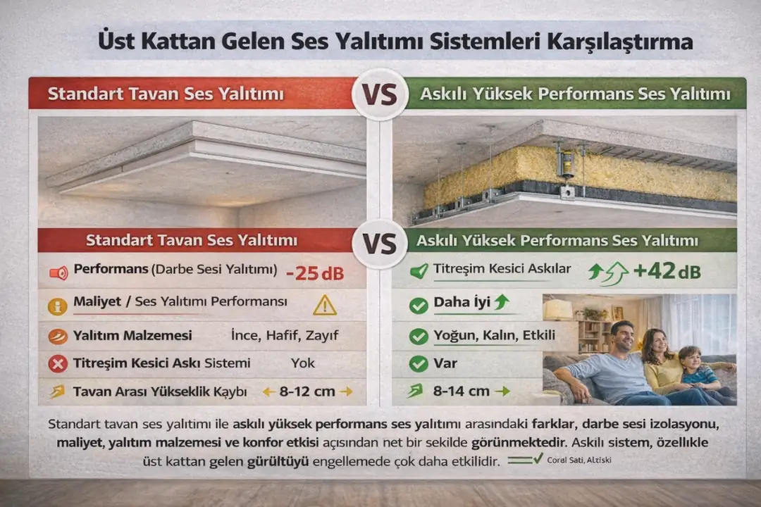 Üst kattan gelen ses yalıtımı sistemleri karşılaştırma tablosu&nbsp;