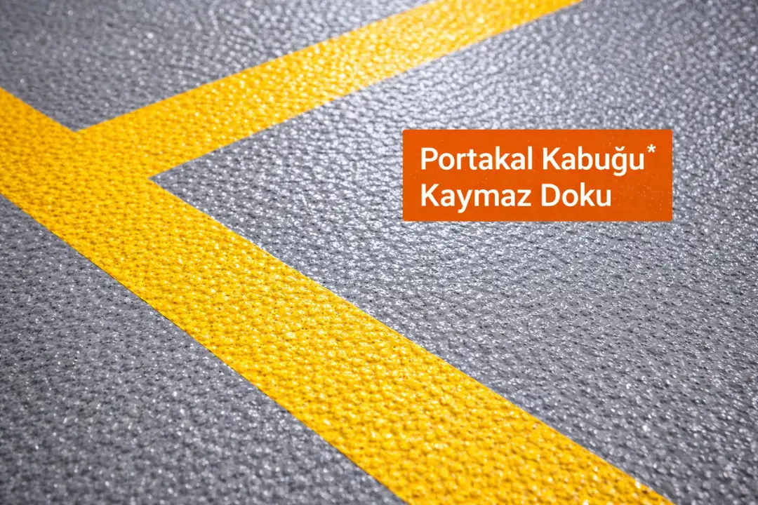 Kaymaz agregalı epoksi zemin yüzey detayı yakın plan&nbsp;