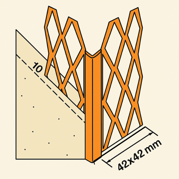 Baklava Dilimli Galvanizli Köşe Profili 42x42 mm