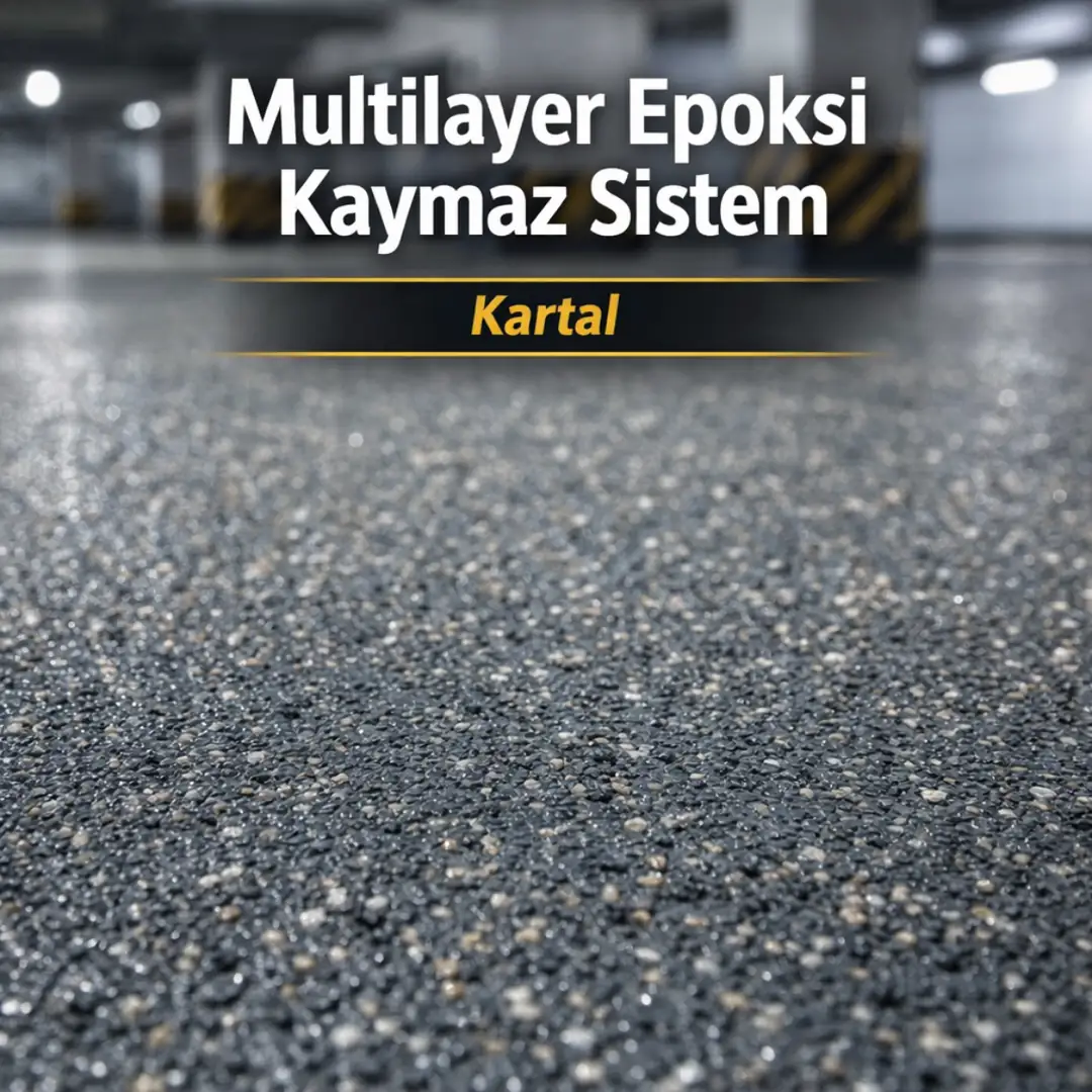 Multilayer epoksi zemin kaplama kaymaz yüzey özelliği ile otopark ve endüstriyel alanlarda güvenli kullanım sağlar&nbsp;