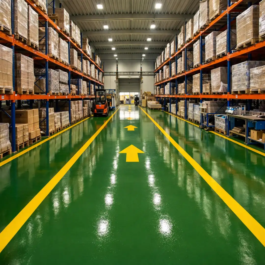 lojistik depo epoksi zemin kaplama raflı depo dayanıklı zemin çözümü esenyurt&nbsp;