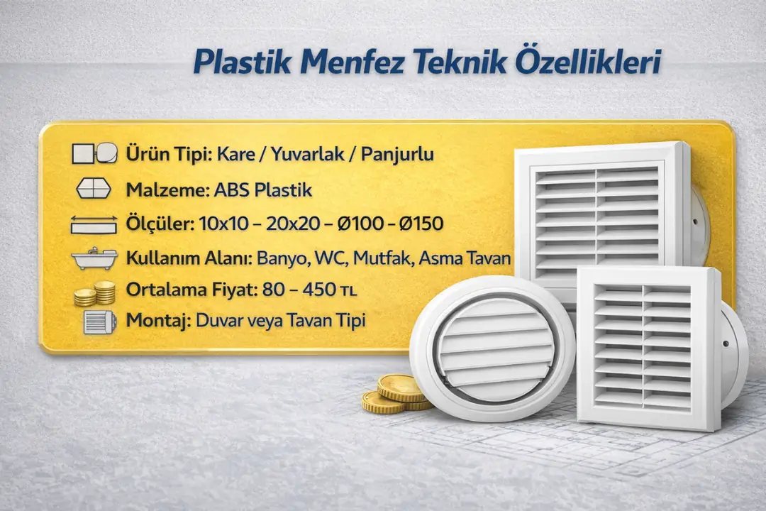 Plastik menfez teknik özellikleri ölçü malzeme kullanım alanları