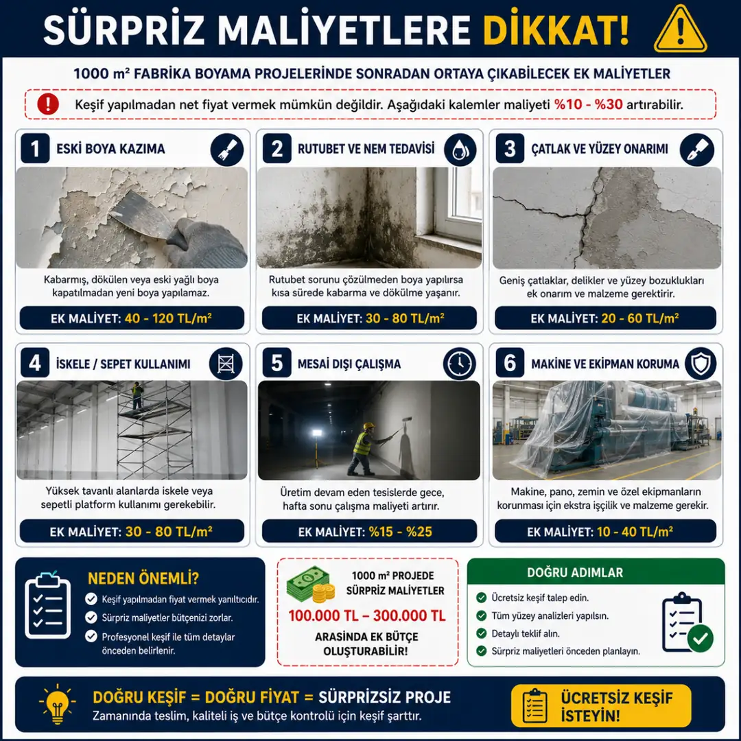 Fabrika boyama sürpriz maliyetleri eski boya kazıma rutubet çatlak onarımı iskele maliyeti&nbsp;