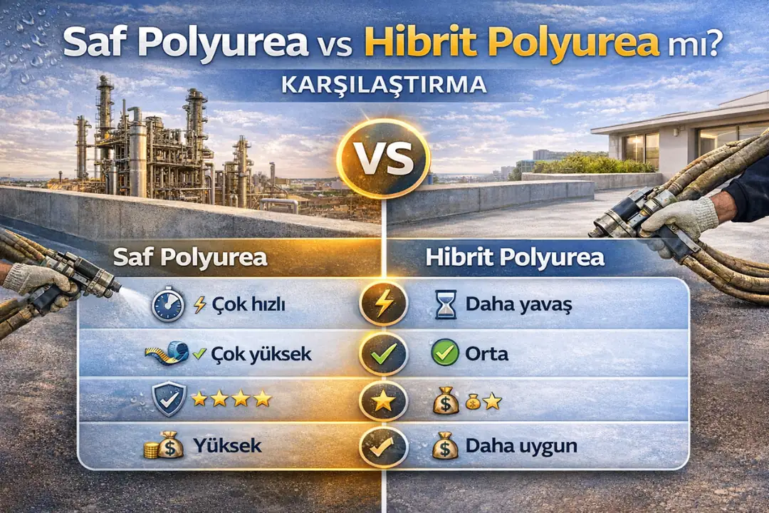 Saf polyurea ve hibrit polyurea sistemlerinin teknik ve performans karşılaştırması.&nbsp;