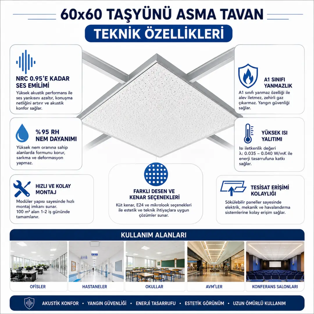 60x60 taşyünü asma tavan teknik özellikleri bilgi görseli&nbsp;