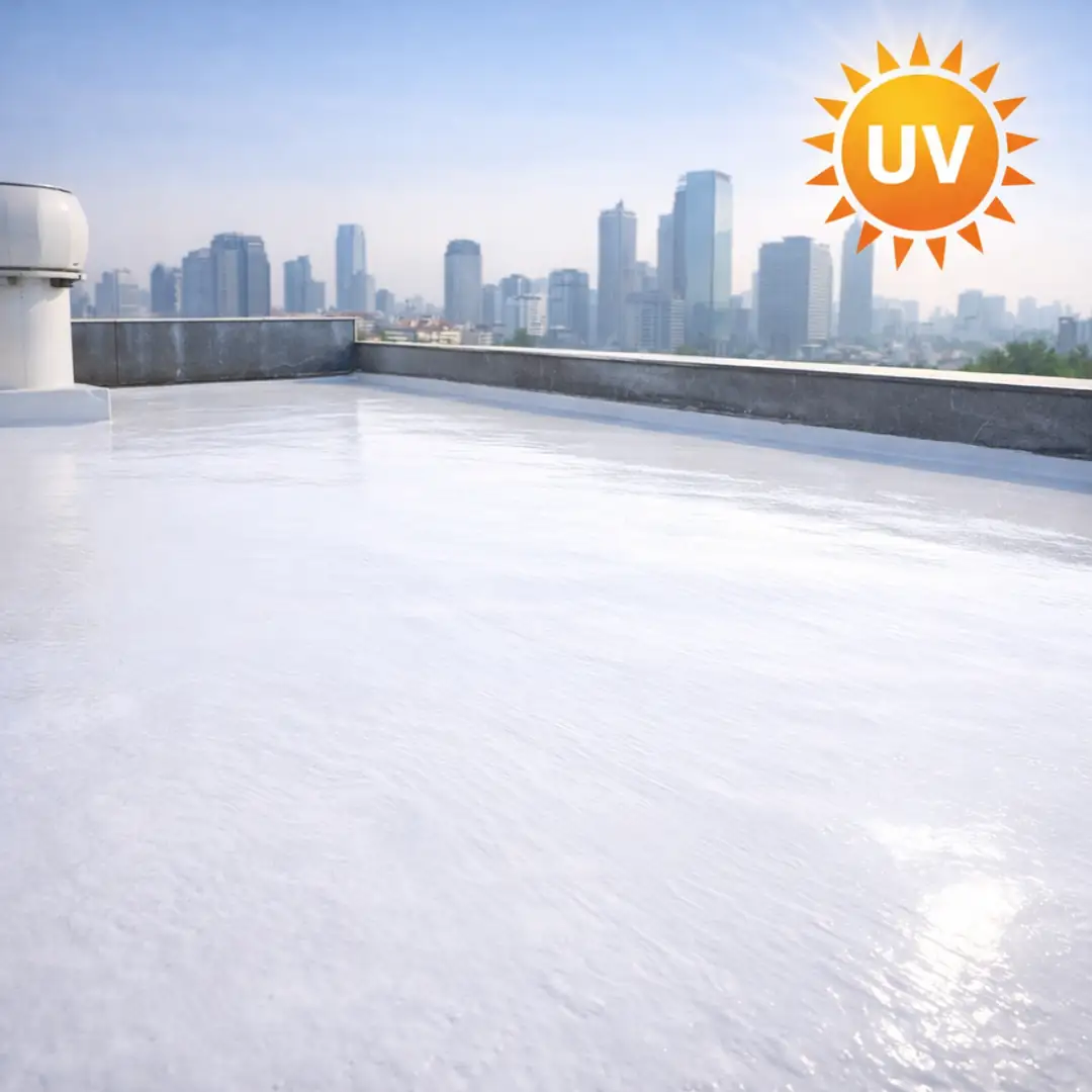 UV dayanımlı poliüretan likit membran çatı su yalıtımı uygulaması