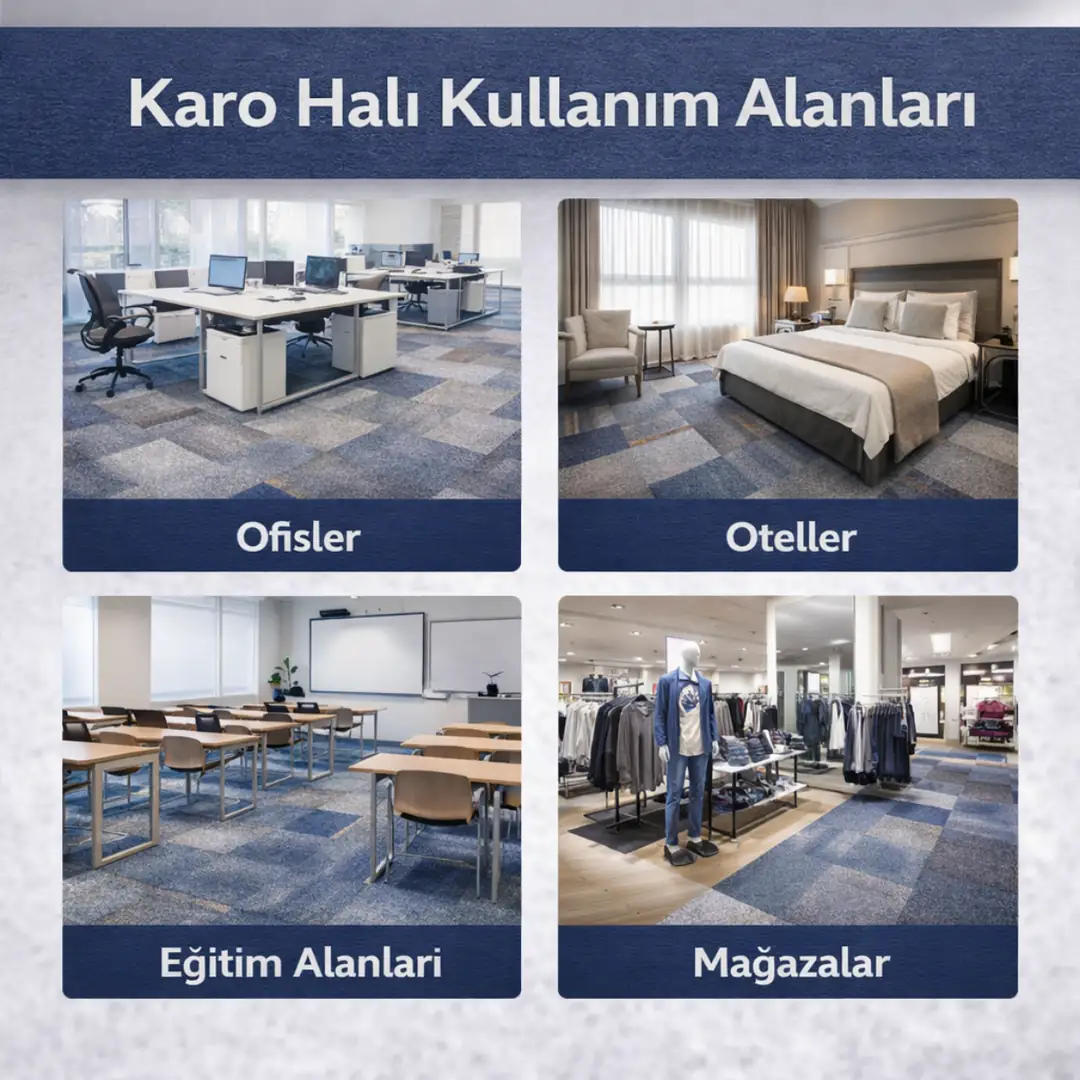ofis ve ticari alanlarda karo halı kullanım alanları&nbsp;