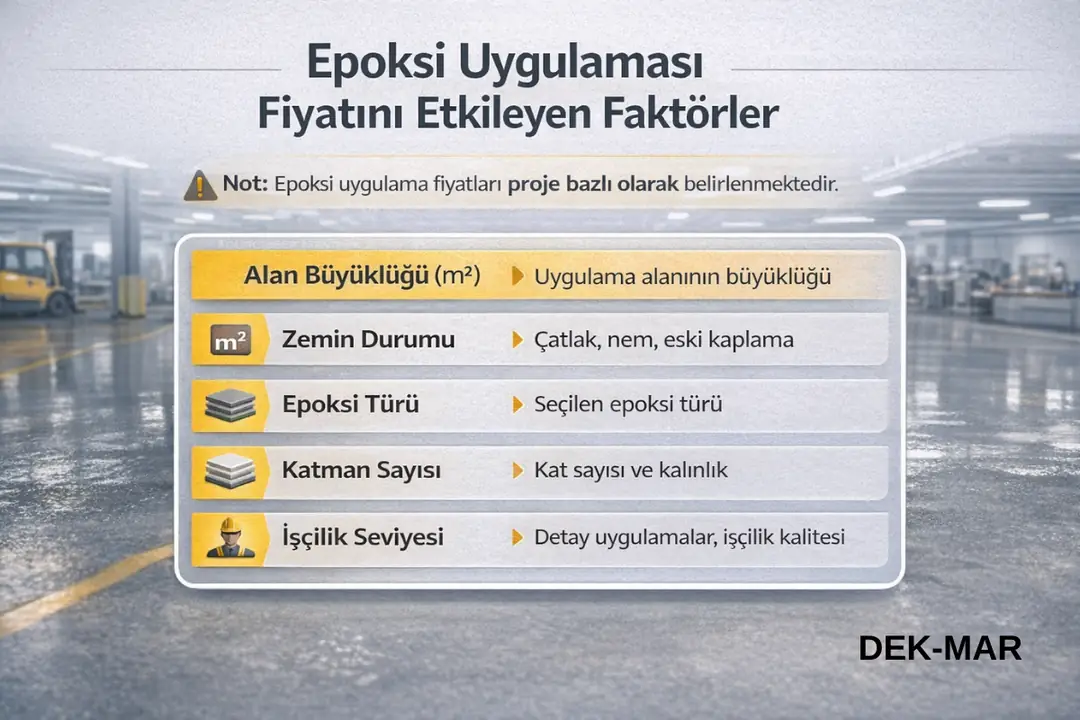 Epoksi uygulaması maliyetini etkileyen faktörler ve proje bazlı değerlendirme kriterler