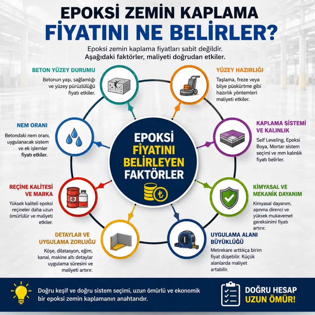 Epoksi kaplama fiyatını etkileyen yüzey hazırlığı kalınlık reçine ve işçilik faktörleri&nbsp;