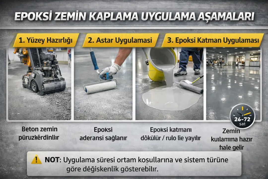 Epoksi zemin kaplama uygulama aşamaları – yüzey hazırlığı, astar ve son kat süreci&nbsp;
