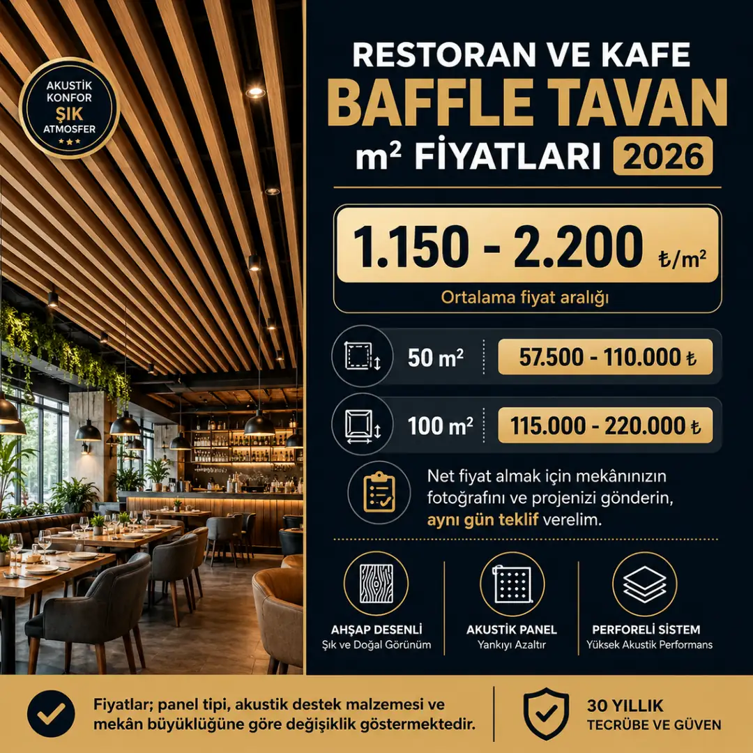 2026 restoran ve kafe baffle tavan metrekare fiyat tablosu&nbsp;