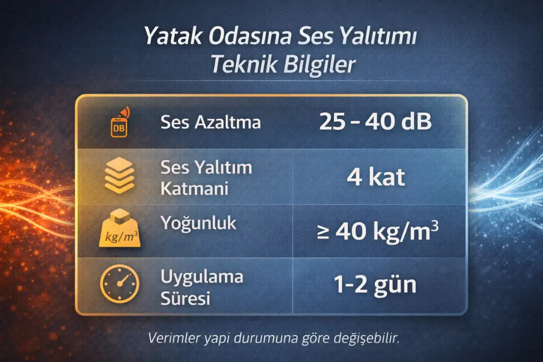 Yatak odasına ses yalıtımı için teknik bilgiler ve performans değerleri&nbsp;