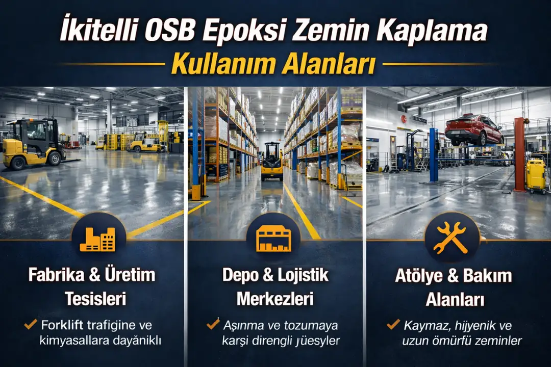 İkitelli OSB fabrika, depo ve lojistik alanları için epoksi zemin kaplama uygulamaları.&nbsp;