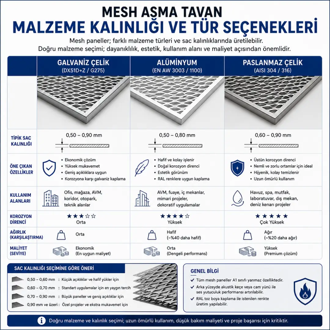Galvaniz alüminyum ve paslanmaz mesh tavan malzemeleri&nbsp;