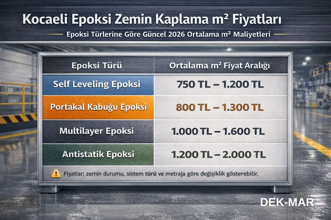 Kocaeli epoksi zemin kaplama m2 fiyatları, epoksi türlerine göre güncel maliyet tablosu&nbsp;