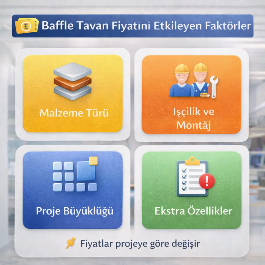 Baffle tavan m2 fiyatlarını etkileyen faktörler nelerdir, işçilik maliyeti, malzeme seçimi ve proje detaylarına göre fiyat değişimi