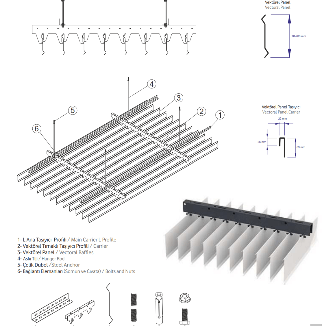 Vektörel Baffle Tavan