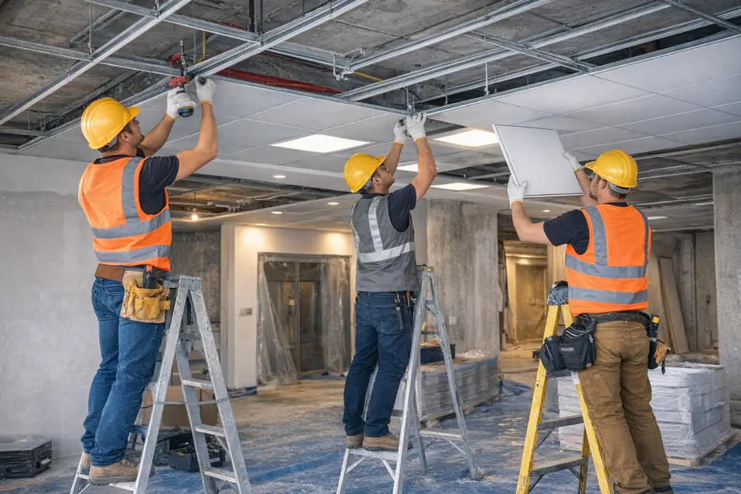 Clip-in asma tavan uygulama süreci saha montaj aşamaları&nbsp;