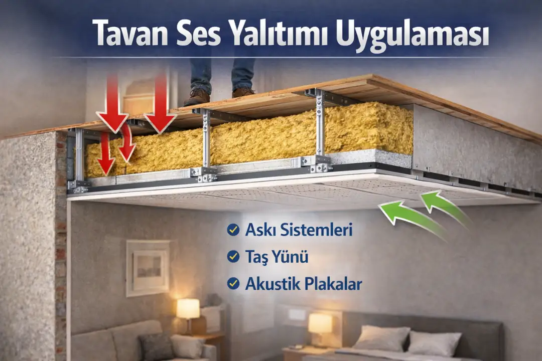 üst kattan gelen gürültü için tavan ses yalıtımı uygulaması