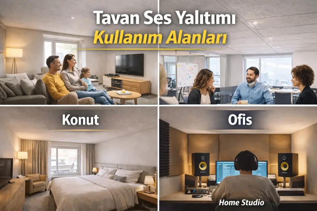 Konut, ofis ve otellerde tavan ses yalıtımı kullanım alanları&nbsp;