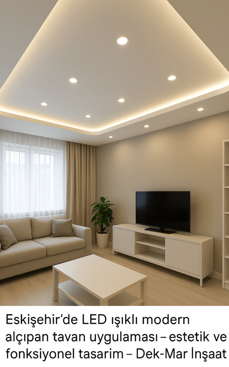 Eskişehir’de LED ışıklı modern alçıpan tavan uygulaması – estetik ve fonksiyonel tasarım – Dek-Mar İnşaat