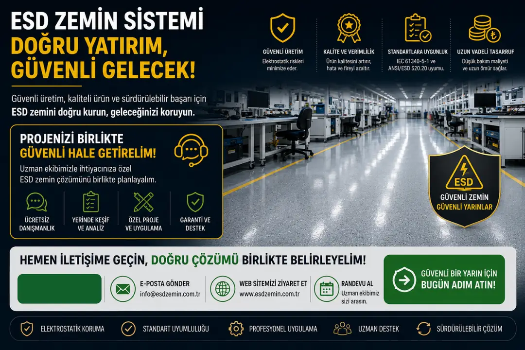 Profesyonel antistatik ESD epoksi zemin uygulaması ve test süreci