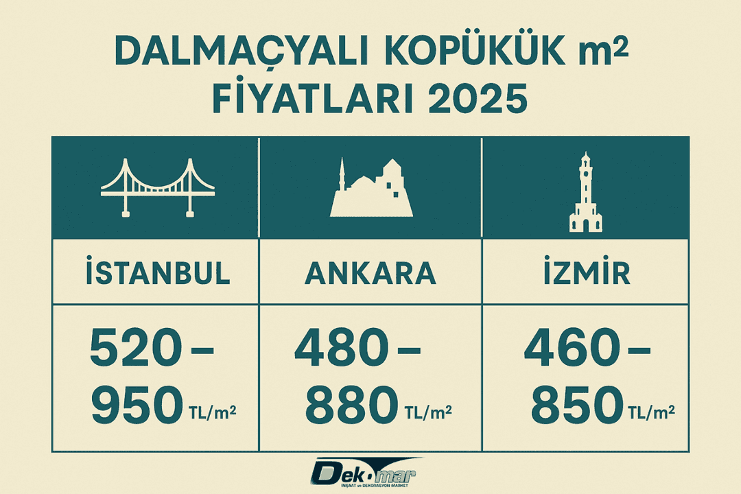 2025 dalmaçyalı köpük m2 fiyat karşılaştırması: İstanbul, Ankara ve İzmir için ortalama maliyetler. 